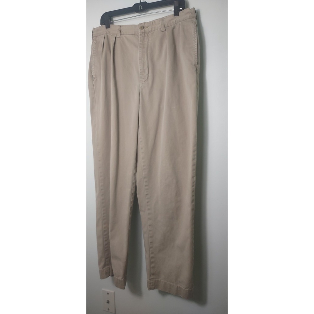 Polo Ralph Lauren Andrew Pant Mens 35x32 Pleated Chino Trousers Stone khakis